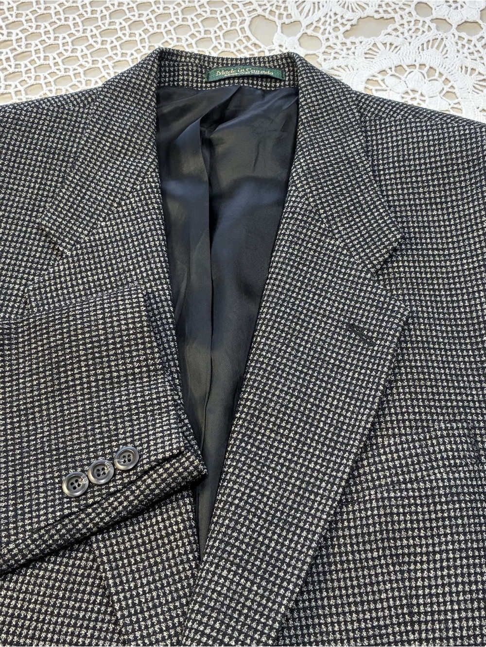 Metropolitan View Men’s Blazer 44R Sport Coat Gray Black Houndstooth 2 Button